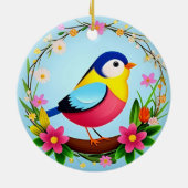 花カラフルに囲まれたリース セラミックオーナメント (裏面)