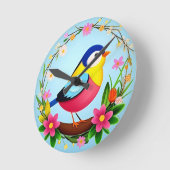 花カラフルに囲まれたリース ラウンド壁時計 (傾斜)