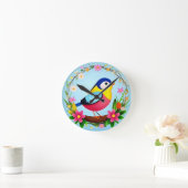 花カラフルに囲まれたリース ラウンド壁時計 (ホーム)