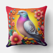 花カラフルに囲ま鮮やかれた鳩 クッション (裏面)