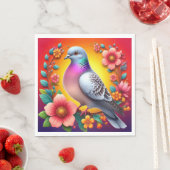 花カラフルに囲ま鮮やかれた鳩 スタンダードランチョンナプキン (インサイチュ)
