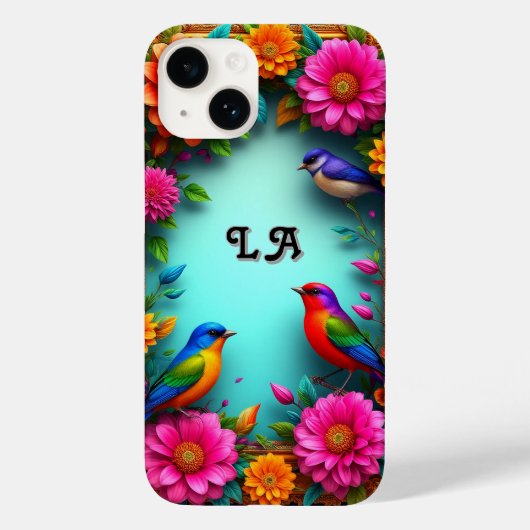 花カラフルに挟ま鮮やかる鳥 Case-Mate iPhoneケース (裏面)