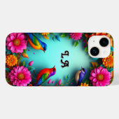 花カラフルに挟ま鮮やかる鳥 Case-Mate iPhoneケース (裏面 (横))