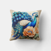 花カラフルに羽を付けたクジャク クッション (裏面)