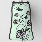 花カラフルに蝶の緑の個人的な ゴルフヘッドカバー (回転90)