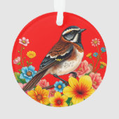 花カラフルに覆われた鳥 オーナメント (裏面)