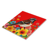 花カラフルに覆われた鳥 タイル (側面)