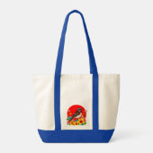 花カラフルに覆われた鳥 トートバッグ (裏面)
