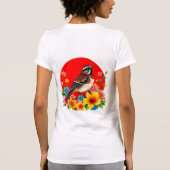 花カラフルに覆われた鳥 Tシャツ (裏面)