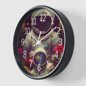 花カラフルのアートワークと宇宙の宇宙飛行士 壁時計 (傾斜)