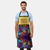 花カラフルのドードル最高のアート エプロン (着用した状態)