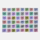 花カラフルのポップ・アートの模様 キッチンタオル (横)