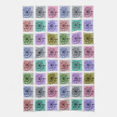 花カラフルのポップ・アートの模様 キッチンタオル (縦)