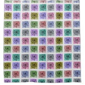 花カラフルのポップ・アートの模様 シャワーカーテン (正面)