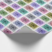 花カラフルのポップ・アートの模様 ラッピングペーパー (角)