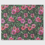 花カラフルのポピー水彩フローラコラージュ ラッピングペーパー (フラット)