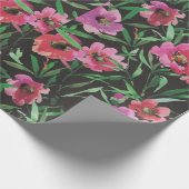 花カラフルのポピー水彩フローラコラージュ ラッピングペーパー (角)