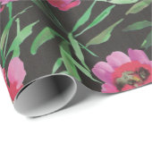 花カラフルのポピー水彩フローラコラージュ ラッピングペーパー (ロールコーナー)