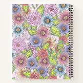 花カラフルの名前とイニシャル ノートブック (裏面)