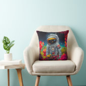 花カラフルの宇宙で宇宙飛行士 | クッション (椅子)