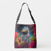 花カラフルの宇宙で宇宙飛行士 | クロスボディバッグ (裏面)