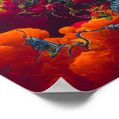 花カラフルの宇宙で宇宙飛行士 | ポスター (角)