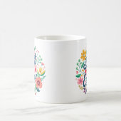 花カラフルの最高の母さん コーヒーマグカップ (中央)