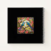 花カラフルの枝にステンドグラスの鳥 ノートブック (裏面)