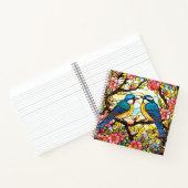 花カラフルの枝にステンドグラスの鳥 ノートブック (内部)