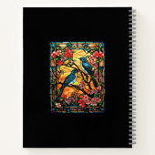 花カラフルの枝にステンドグラスの鳥 ノートブック (裏面)