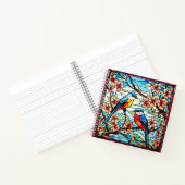 花カラフルの枝にステンドグラスの鳥 ノートブック (内部)