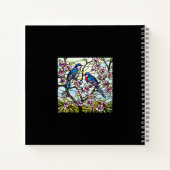 花カラフルの枝にステンドグラスの鳥 ノートブック (裏面)