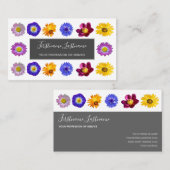 花カラフルの花が咲くエレガントビジネス 名刺 (正面/裏面)