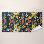 花カラフルの花パーソナライズされた名 バスタオル (バスタオル)