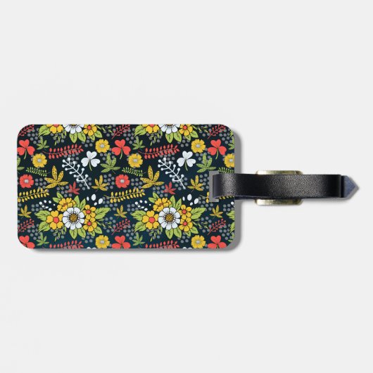 花カラフルの花パーソナライズされた名 ラゲッジタグ (裏面横)