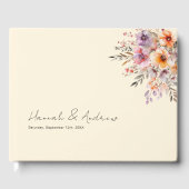 花カラフルの花束結婚、ベージュ ゲストブック (正面)
