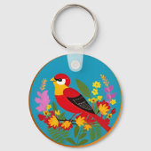 花カラフルの間に浮か鮮やかぶ鳥 キーホルダー (裏面)