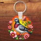花カラフルの間に浮か鮮やかぶ鳥 キーホルダー (正面)