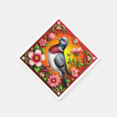 花カラフルの間に浮か鮮やかぶ鳥 スタンダードカクテルナプキン (角)