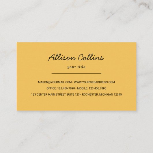 花カラフルの黄色い手 名刺 (裏面)