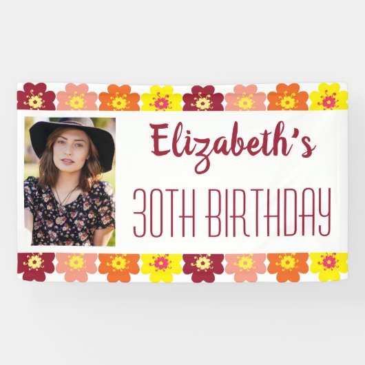 花カラフルの30thフォトバースデーパーティー 横断幕 (横)