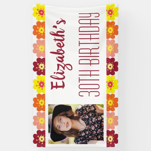 花カラフルの30thフォトバースデーパーティー 横断幕 (縦)