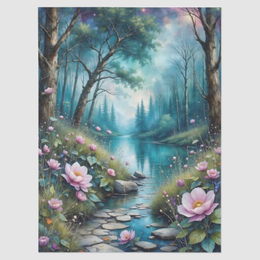 花カラフルは渓流と野生の自然 薄葉紙 (正面)