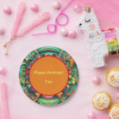 花カラフルぼほ ペーパープレート (パーティー)