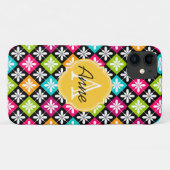 花カラフルアーガイル柄モノグラム名 Case-Mate iPhoneケース (裏面(横))