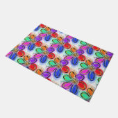 花カラフルアート模様 ドアマット (アングル)