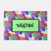 花カラフルアート模様 ドアマット (正面)