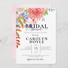 花カラフルイラストレーションブライダルシャワー 招待状