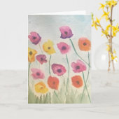 花カラフルグリーティングカード3 カード (黄色い花)