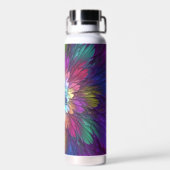 花カラフルサイケデリック抽象芸術フラクタル ウォーターボトル (背面)